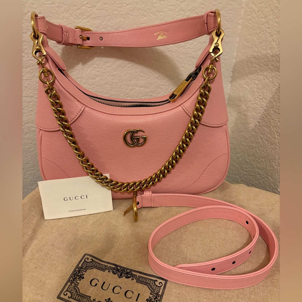 Gucci Aphrodite Small Leather Hobo Bag Pink
